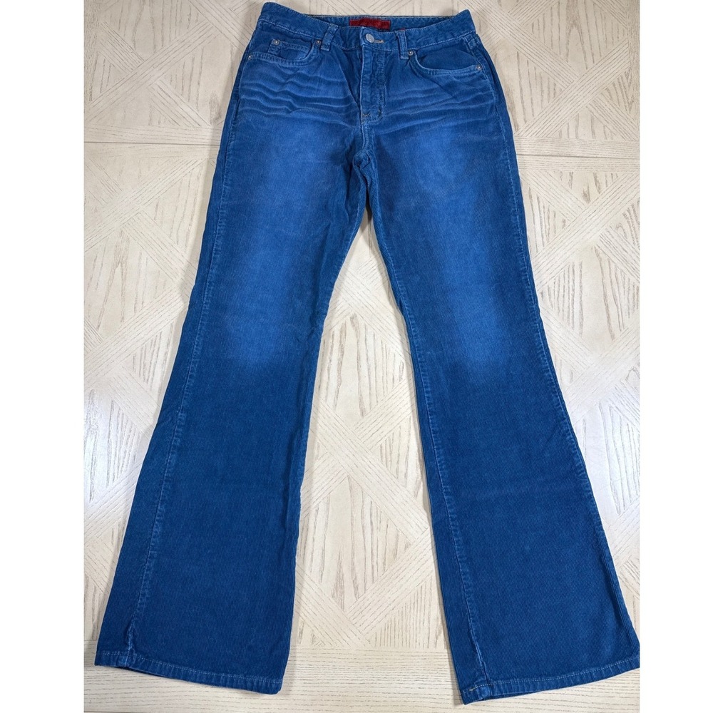 Vintage Bongo Jeans Blue Corduroy Flare Pants Womens Size 7‎ Made in USA 90s Y2K